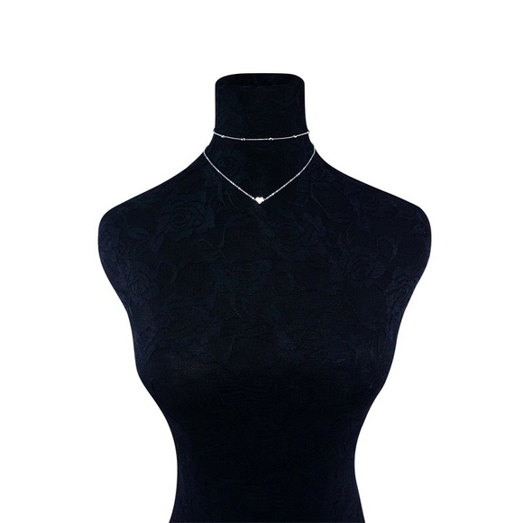 Heart Pendant Necklace w. Multilayer Chains - Picture 3 of 3